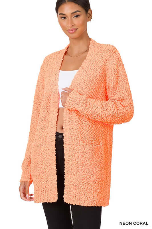 Long Sleeve Popcorn Cardigan, ZENANA, $ 48.95