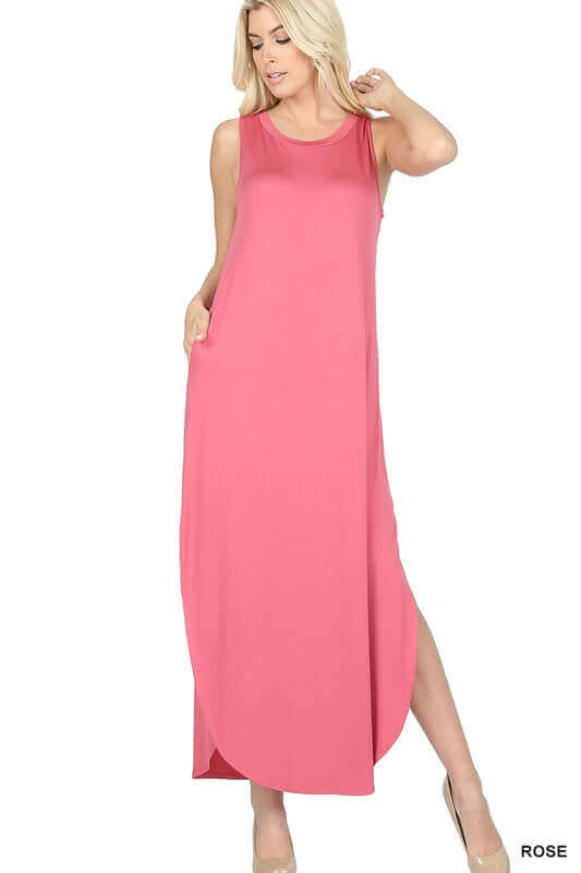 Sleeveless Side Slits Maxi Summer Dress, ZENANA, $ 17.95