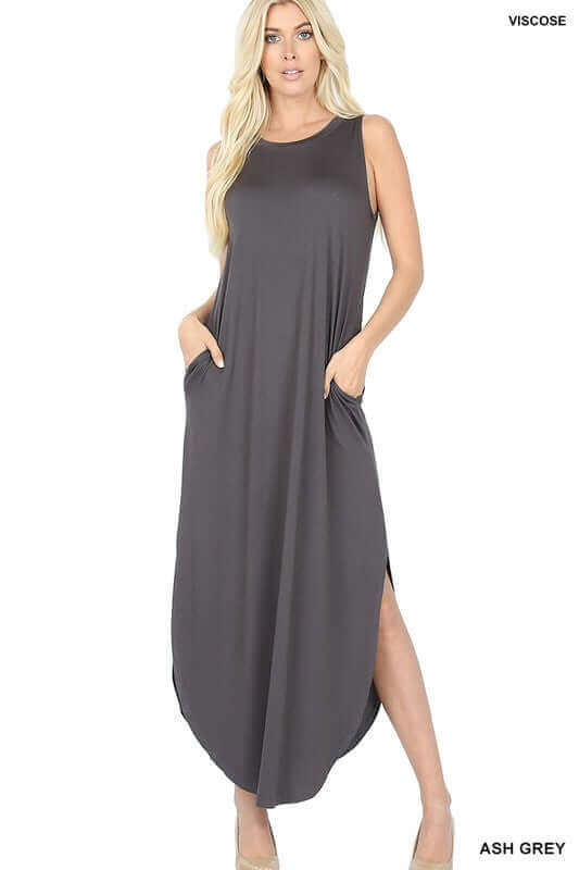 Sleeveless Side Slits Maxi Summer Dress, ZENANA, $ 17.95