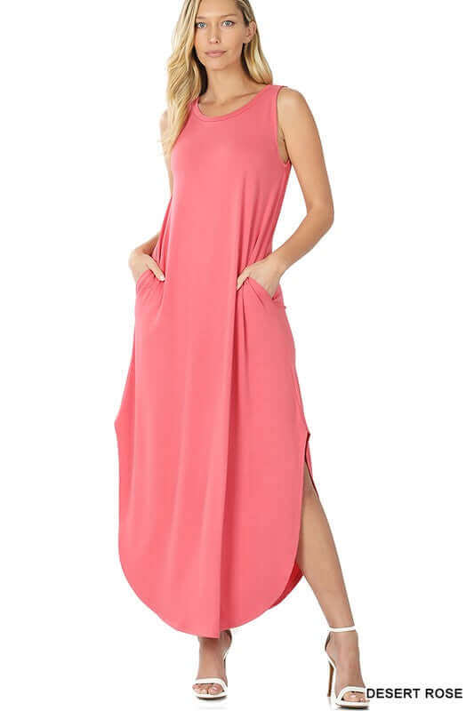 Sleeveless Side Slits Maxi Summer Dress, ZENANA, $ 17.95