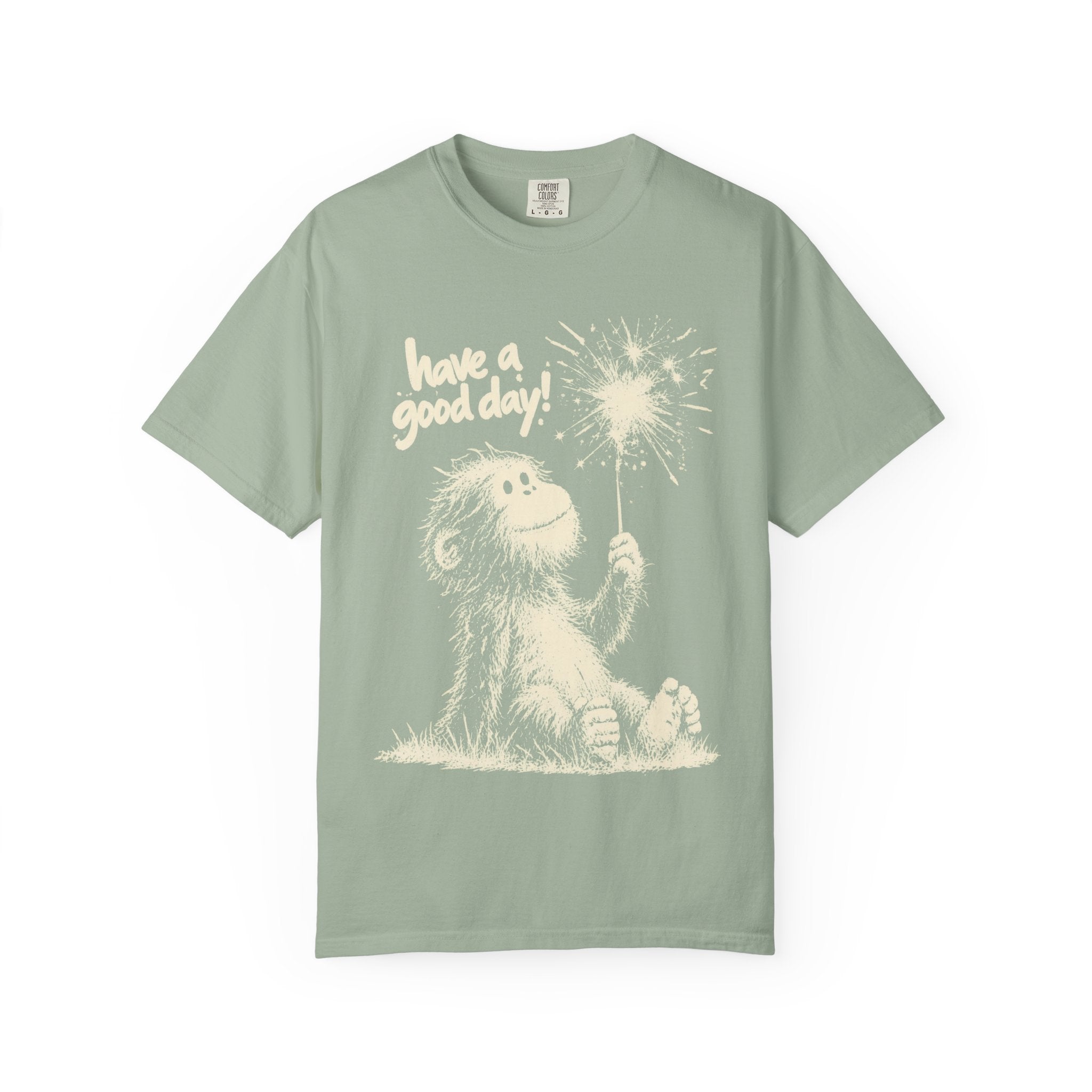 Garment-dyed Baby Bigfoot sparkler tee product mockup