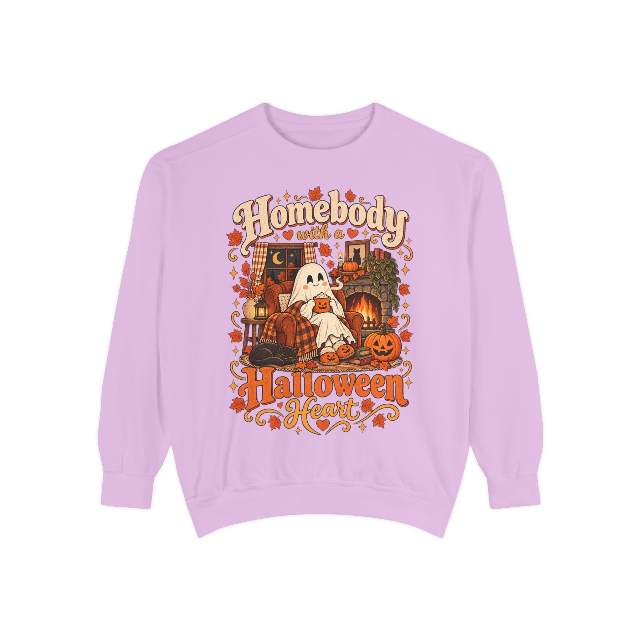 Homebody Halloween sweatshirt with ghost and pumpkin graphic product photo 29