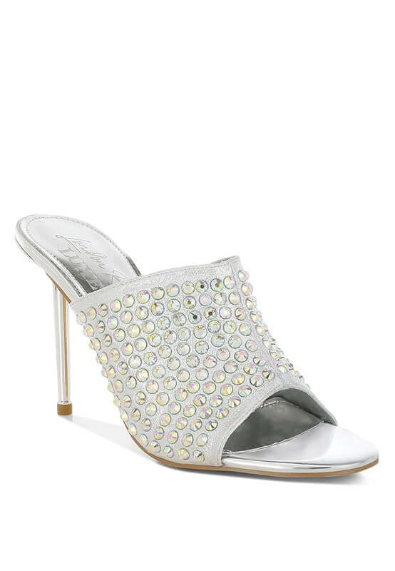 Farasha AB Rhinestone Slip-On Stiletto Heels Sandals, Heeled Sandals, $ 99.99, A Moment Of Now™