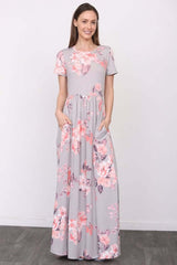 Shop Plus Size Short Sleeve Floral Print Maxi Dress, Dresses, USA Boutique