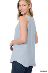 Woven Airflow V-Neck Sleeveless Top, ZENANA, $ 10.99