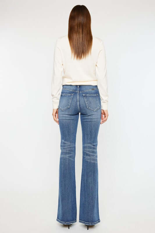 Women's Classic Medium Blue High Rise Flare Jeans | USA Boutique, Kan Can USA, $ 75.00