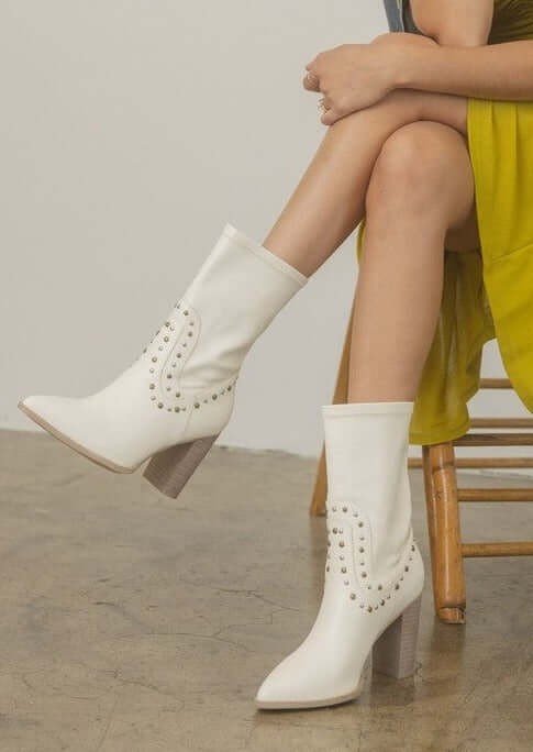 OASIS SOCIETY Paris - Studded Western Boots in Black / White, KKE Originals, A Moment Of Now