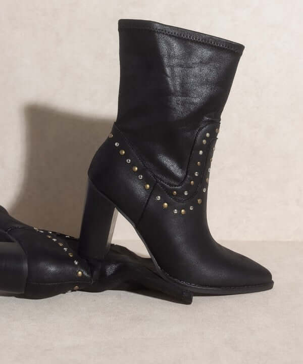 OASIS SOCIETY Paris - Studded Western Boots in Black / White, KKE Originals, A Moment Of Now