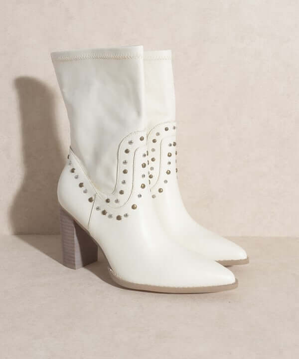 OASIS SOCIETY Paris - Studded Western Boots in Black / White, KKE Originals, A Moment Of Now