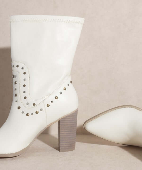 OASIS SOCIETY Paris - Studded Western Boots in Black / White, KKE Originals, A Moment Of Now