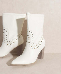 OASIS SOCIETY Paris - Studded Western Boots in Black / White, KKE Originals, A Moment Of Now