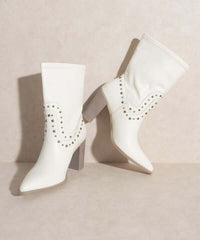 OASIS SOCIETY Paris - Studded Western Boots in Black / White, KKE Originals, A Moment Of Now