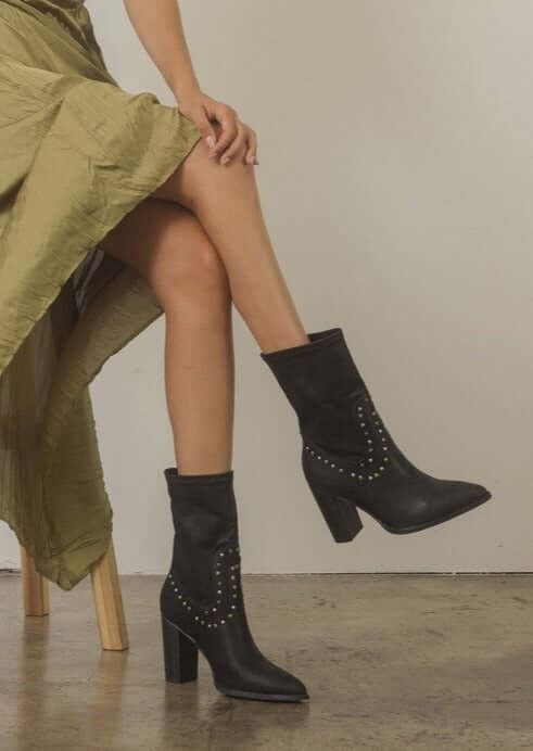 OASIS SOCIETY Paris - Studded Western Boots in Black / White, KKE Originals, A Moment Of Now