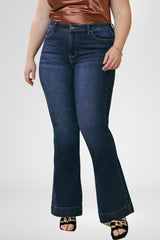 Plus Size Dark Stone Wash High Rise Flare Jeans