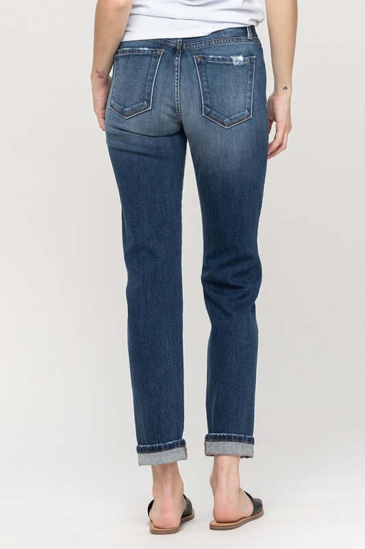 Shop Laid Back Cuffed Stretch Boyfriend Jeans | Women's Boutique Clothing, Jeans, USA Boutique