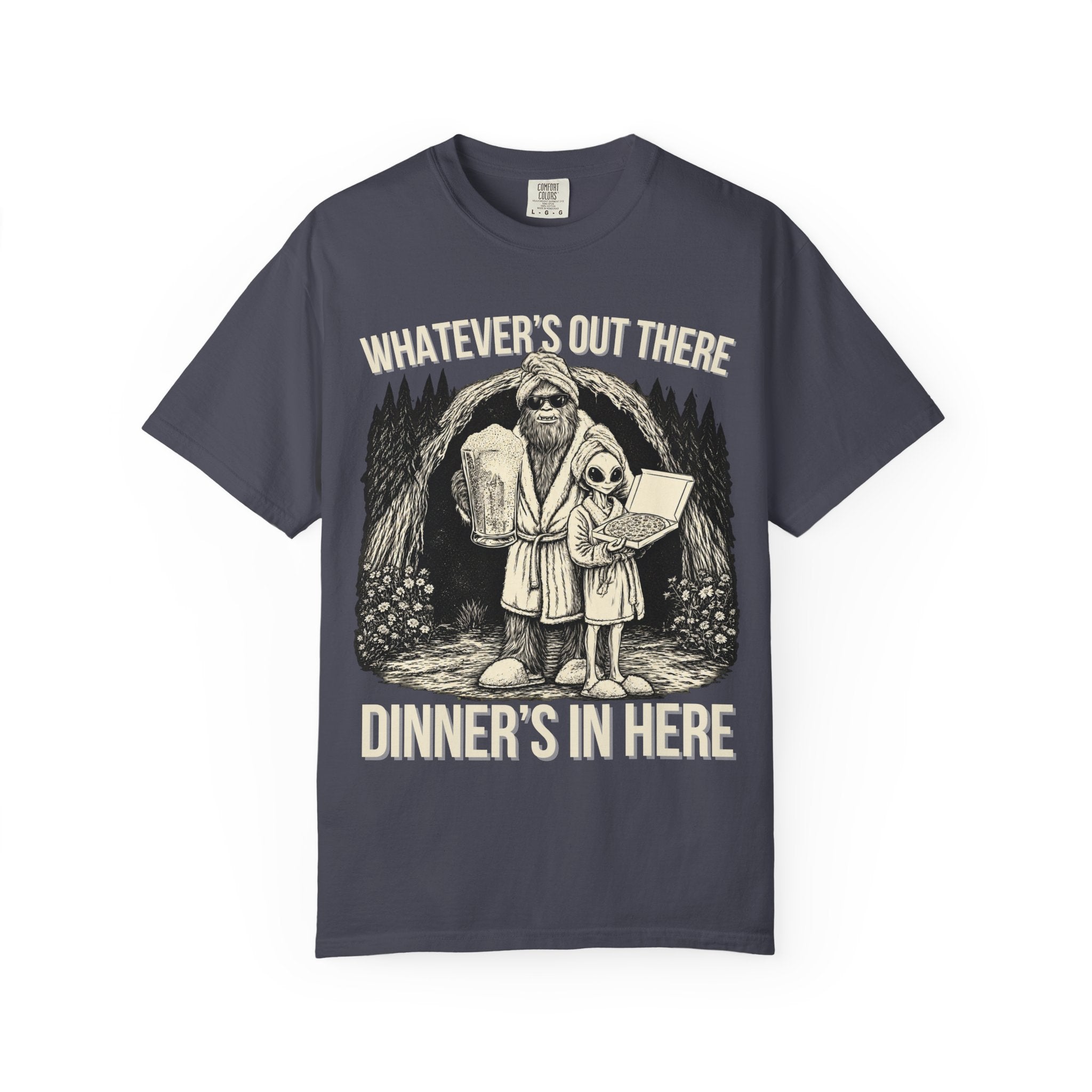 Bigfoot & Alien Pizza Night T-Shirt – Dinner's In Here