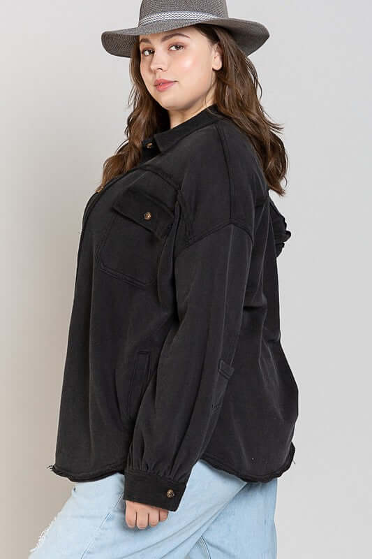 Button Front Closure Jacket Shacket