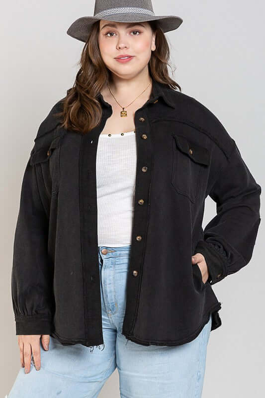 Button Front Closure Jacket Shacket