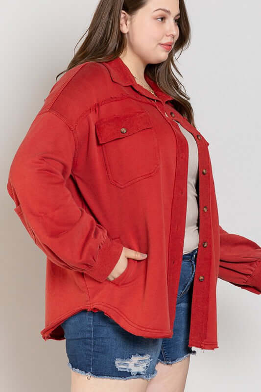 Button Front Closure Jacket Shacket