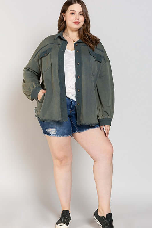 Button Front Closure Jacket Shacket