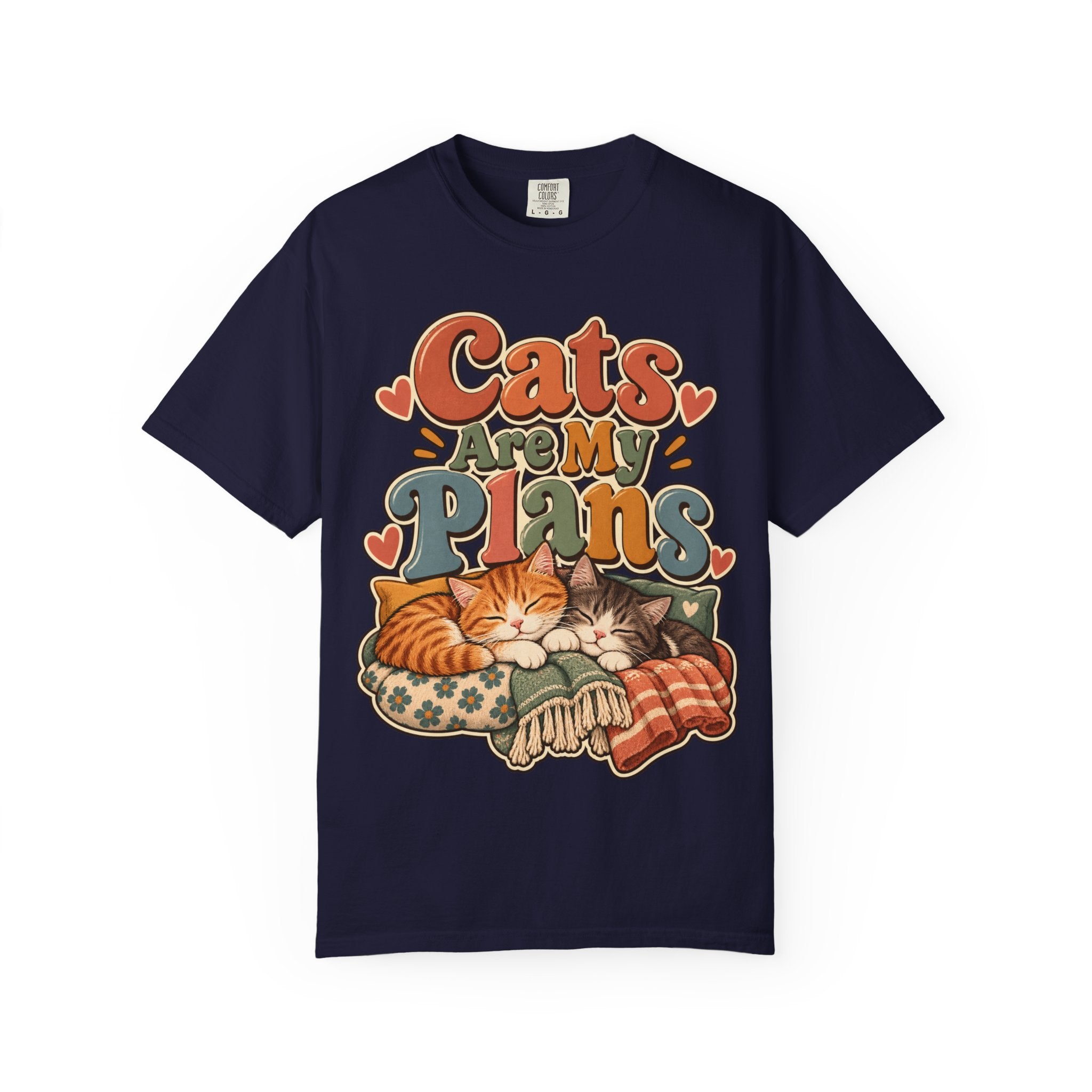 Cats Are My Plans T-Shirt — Retro Sleeping Cats Comfort Colors® Tee