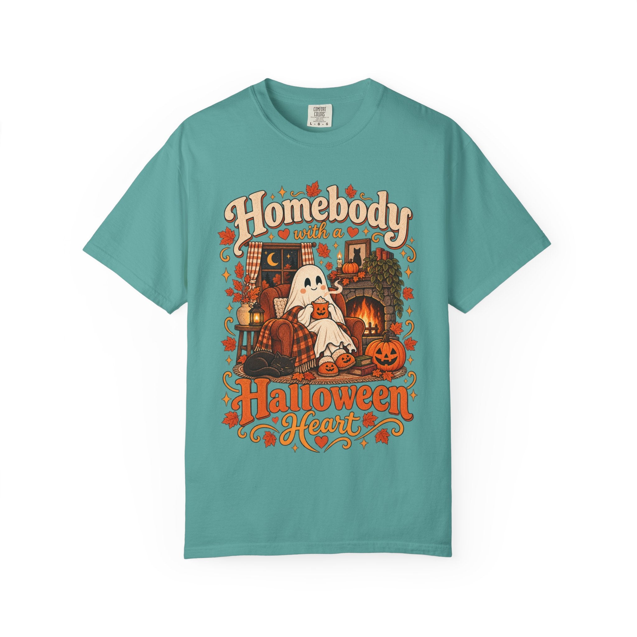 Homebody Halloween Heart T-shirt with ghost and pumpkin graphic product photo 24