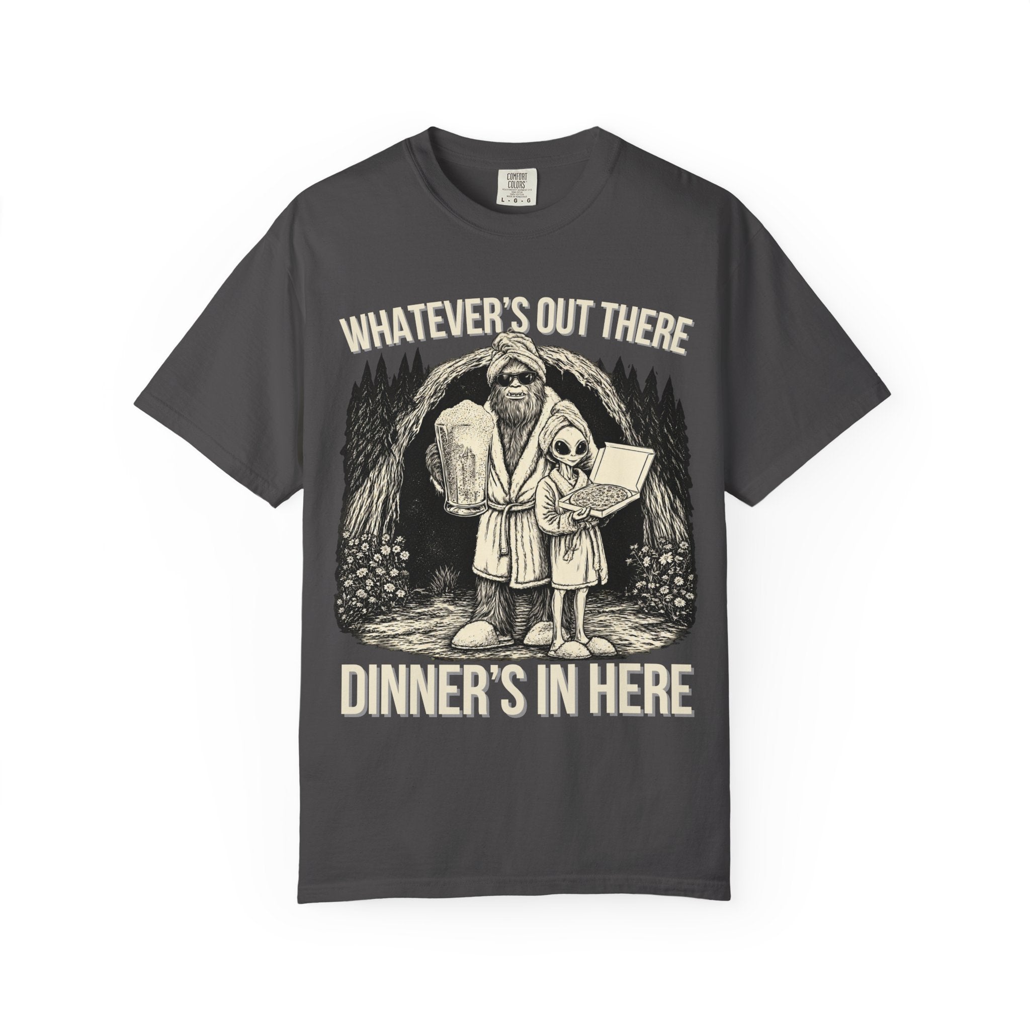 Bigfoot & Alien Pizza Night T-Shirt – Dinner's In Here