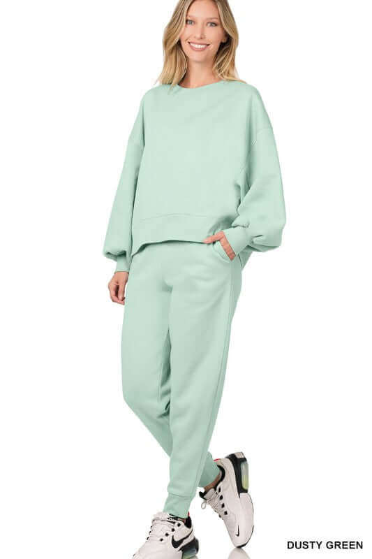 Balloon Sleeve Sweatshirt & Sweatpants Set Loungewear, ZENANA, $ 44.95