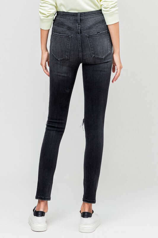 York High Rise Distressed Button Fly Ankle Skinny, VERVET by Flying Monkey, $ 62.95