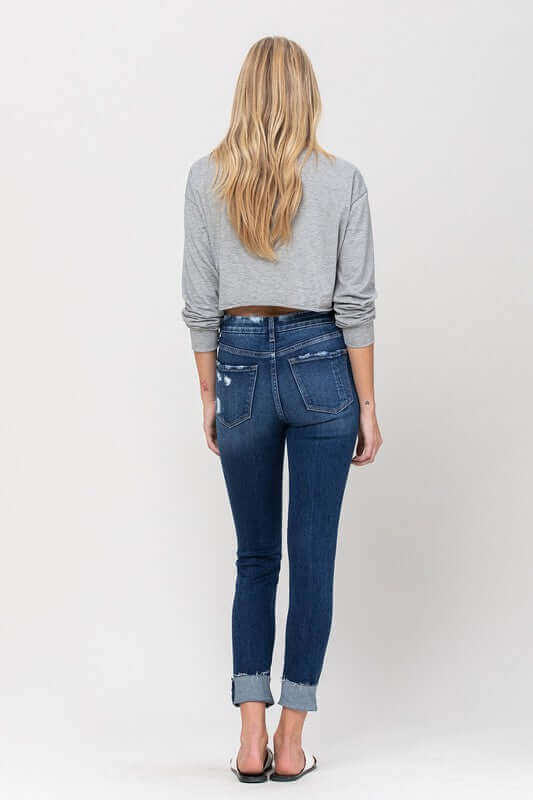 Zeke Blue High Rise Distressed Clean Cut Crop Skinny Jeans, VERVET by Flying Monkey, A Moment Of Now