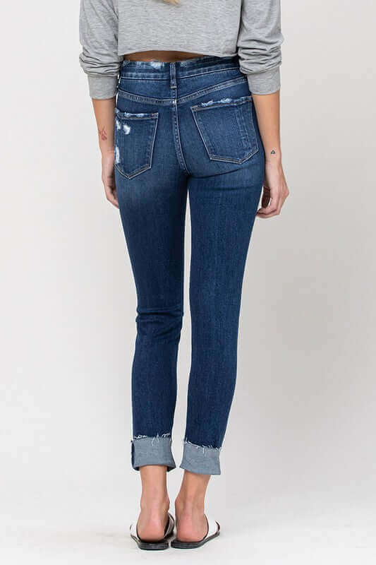 Zeke Blue High Rise Distressed Clean Cut Crop Skinny Jeans, VERVET by Flying Monkey, A Moment Of Now