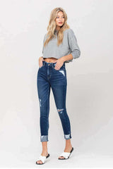 Zeke Blue High Rise Distressed Clean Cut Crop Skinny Jeans, VERVET by Flying Monkey, A Moment Of Now