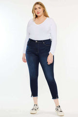 Plus Size Dark Blue High Rise Ankle Skinny Jeans, Kan Can USA, $ 73.95