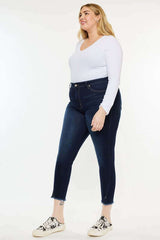 Plus Size Dark Blue High Rise Ankle Skinny Jeans, Kan Can USA, $ 73.95