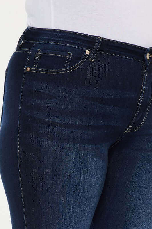 Plus Size Dark Blue High Rise Ankle Skinny Jeans, Kan Can USA, $ 73.95