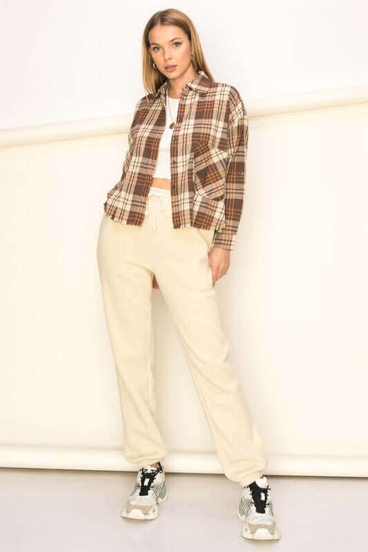 Brown Plaid Button Down Shirt, HYFVE, $ 33.95