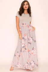 Shop Plus Size Short Sleeve Floral Print Maxi Dress, Dresses, USA Boutique