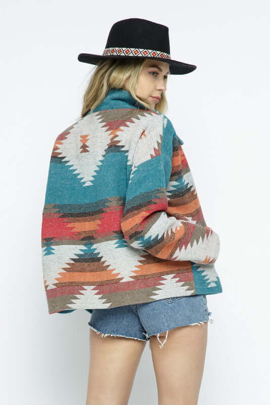 Shop Women's Lightweight Aztec Pattern Jacket Shacket | Boutique Clothing, Jackets, USA Boutique