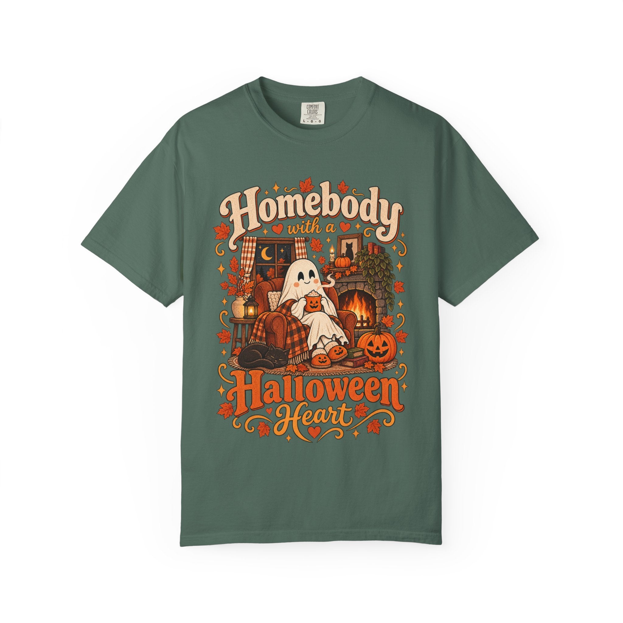 Homebody Halloween Heart T-shirt with ghost and pumpkin graphic product photo 23
