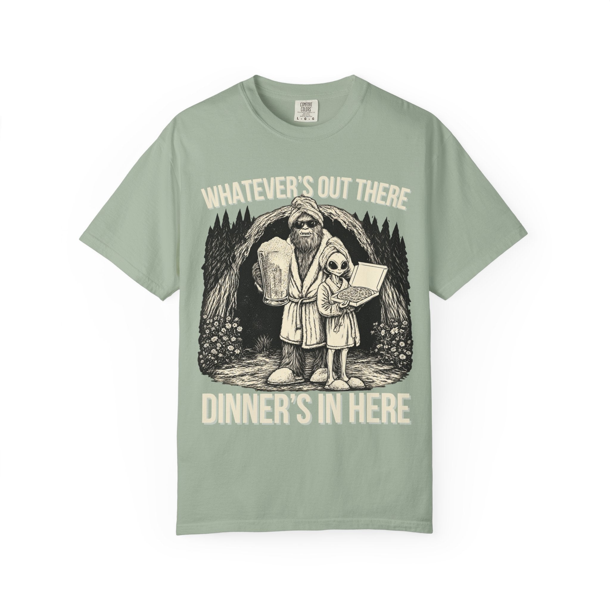Bigfoot & Alien Pizza Night T-Shirt – Dinner's In Here