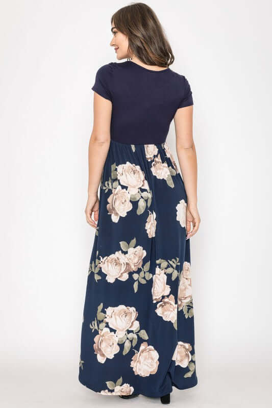 Shop Plus Size Boho Short Sleeve Floral Print Maxi Dress | Women's Clothing, Dresses, USA Boutique