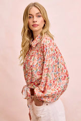 Floral Print Tie Hem Detail Crop Shirt | Boutique In USA, Shirts, $ 59.00, A Moment Of Now™