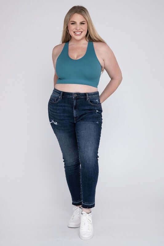 Plus Ribbed Cropped Racerback Tank Top, ZENANA, $ 19.00