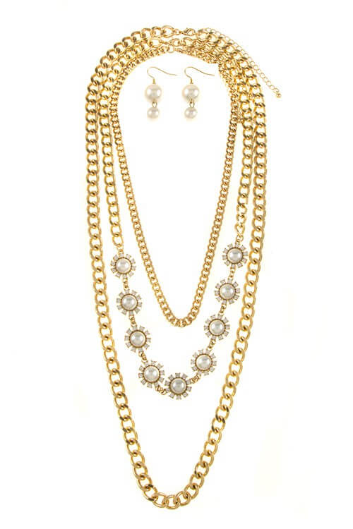 Shop Vintage Ivory Faux Pearl Rhinestone Necklace Earrings Set For Women, Necklaces, USA Boutique
