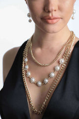 Vintage Ivory Faux Pearl Rhinestone Layered Necklace Earrings Set, Bella Chic, $ 27.95