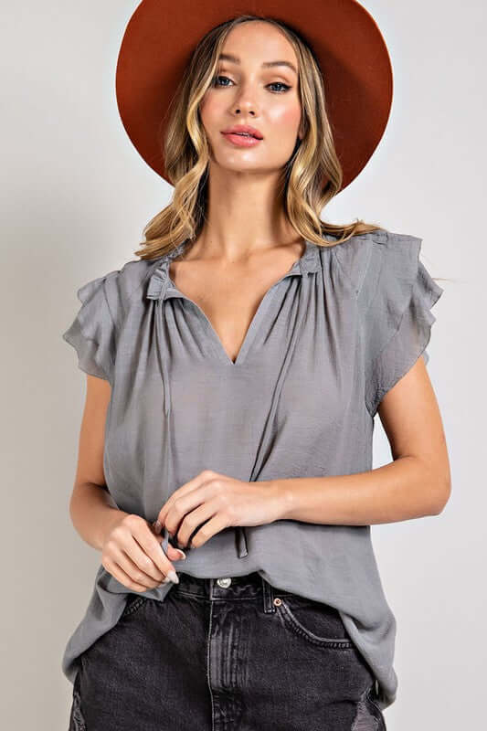 Shop Tiered Ruffle Sleeve Blouse Tunic, Tops, USA Boutique
