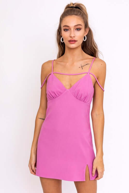 Stylish Cami Strap Detail Mini Dress - Effortless Elegance, Dresses, $ 39.00, A Moment Of Now™