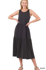 Sleeveless Tiered Midi Dress, ZENANA, $ 29.00