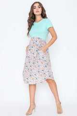 Shop Cap Sleeve Contrast Floral Midi Dress With Pockets | USA Boutique, Dresses, USA Boutique