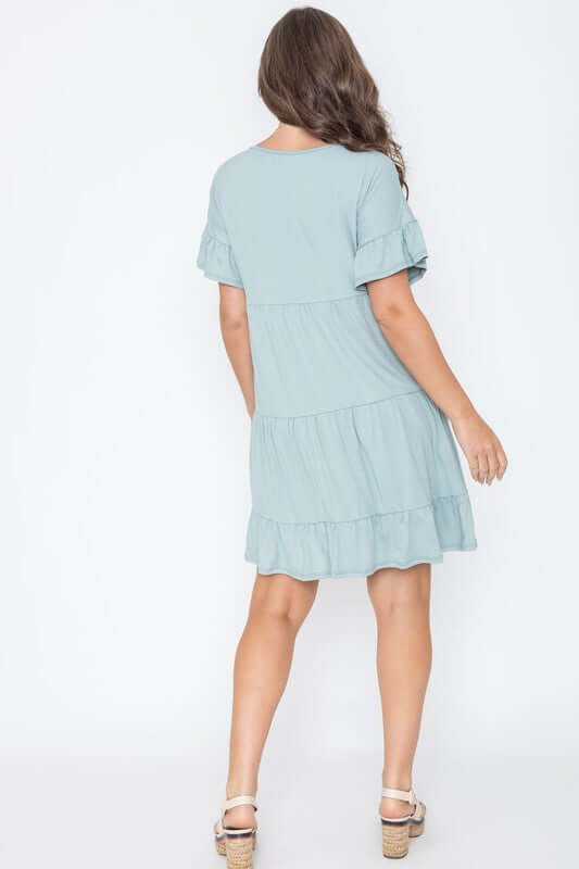 Shop Plus Size Ruffle Triple Tiered Midi Dress | Women's Boutique Clothing, Dresses, USA Boutique